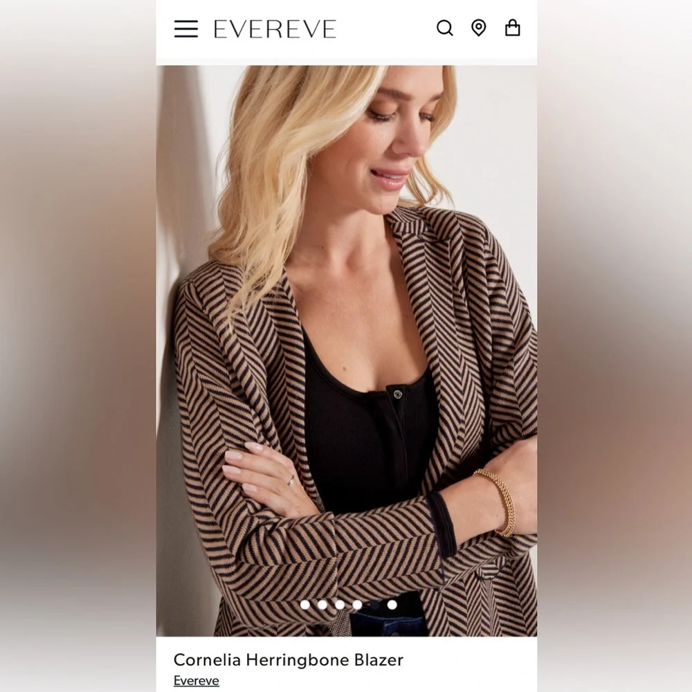 Evereve Cornelia Herringbone Blazer Size XS NWT it’s sold out at store - Picture 4 of 9